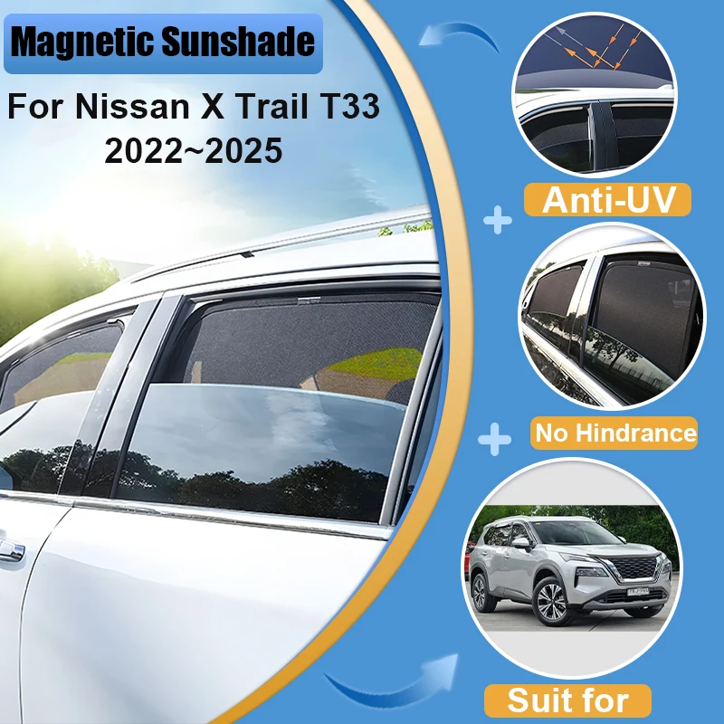 

For Nissan X-Trail T33 Accessories Rogue E-Power 2022~2025 Windshield Frame Blind Window Sun Visor Shade Anti-UV Car Accessories