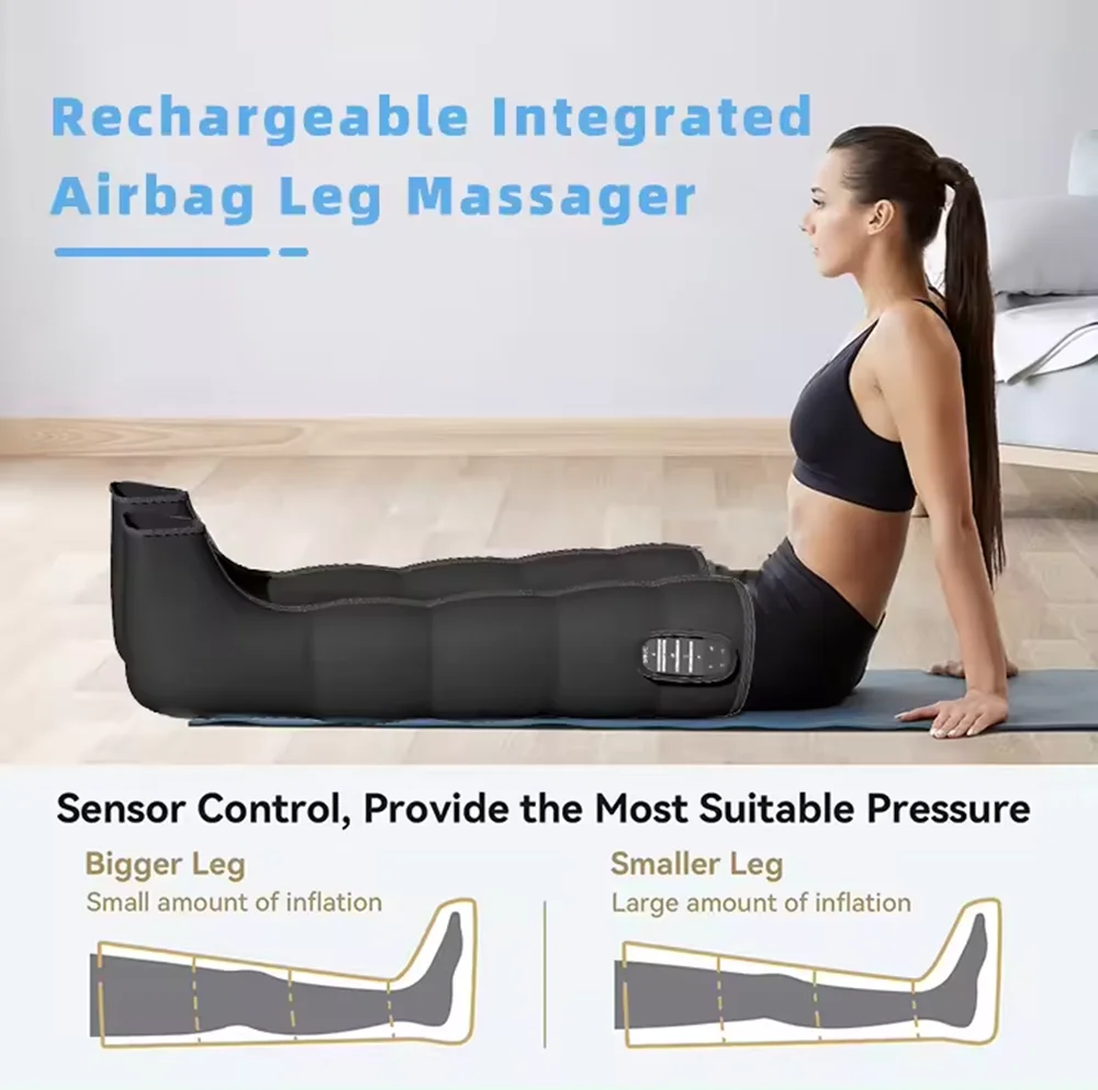 Air Compression Pressure Therapy For Leg Massage Boots Heat Recovery Massage For Feet Rechargeable With Battery for Athletes