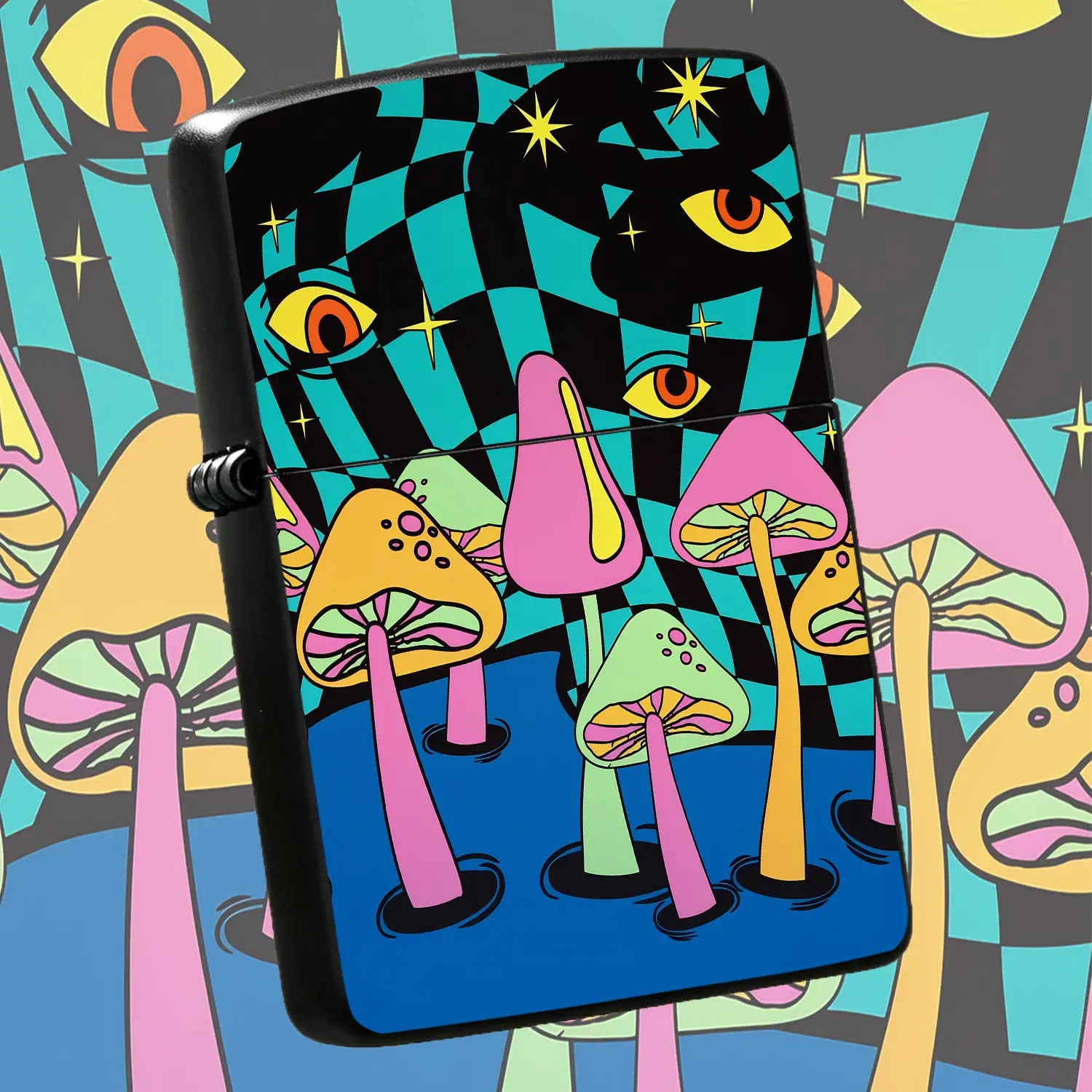 Psychedelic Trippy Mushroom All-Seeing Eye Lighter, Retro Pop Art Stylish Portable Igniter, Trendy Creative Decor Accessory, Suitable For Daily Outdoor Gatherings, Exquisite Unique Gift For Friends And Aesthetic Enthus A Humorous And Intere