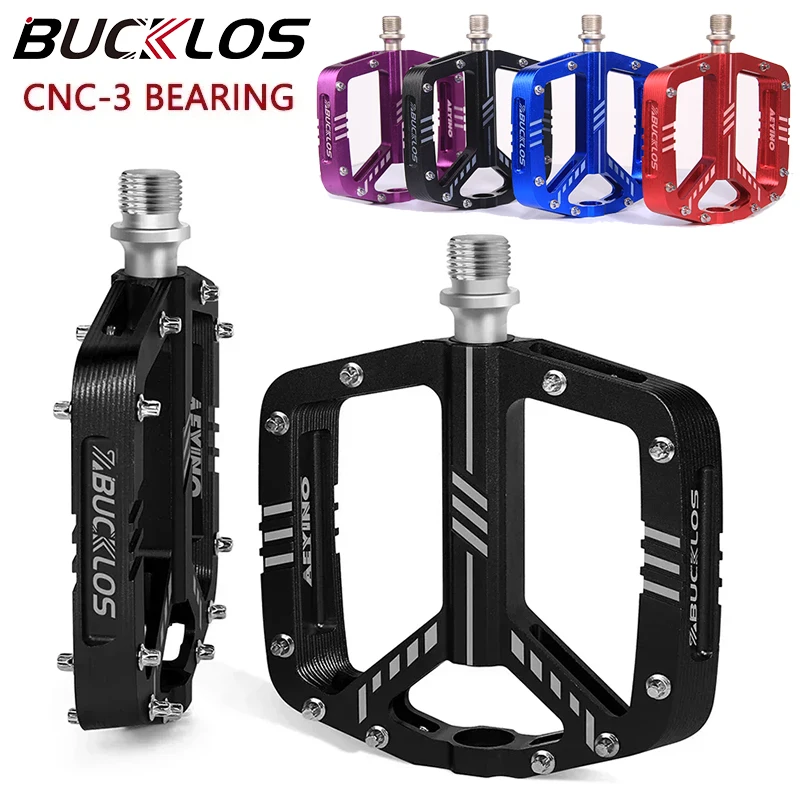 

BUCKLOS 3 Bearings Wide Bike Pedals Aluminum Alloy Anti-slip CNC BMX MTB Road Bike Pedal Cycling Sealed Bearing Bicycle Pedals