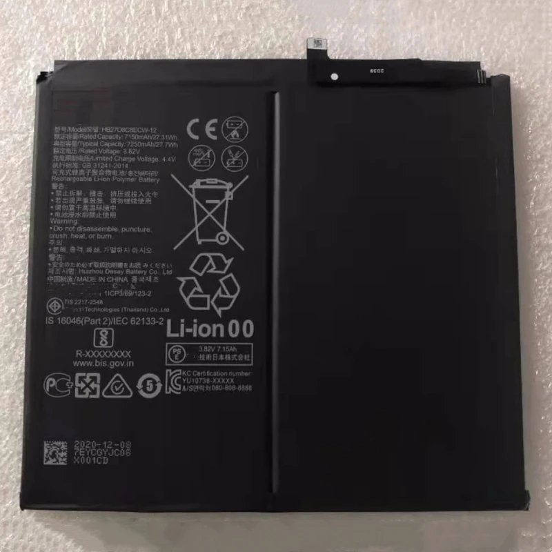HB28D8C8ECW-12 HB27D8C8ECW-12 Battery For MatePad V7 Pro BZT3 KJR BAH3 W59 AN10 DBY-AL00 BRT MRX AL09 W09 W19 AN09 MRR-W29