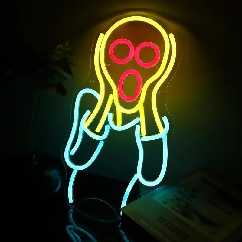 The Scream Neon Sign Famous Art LED Neon Light for Living Room Home Halloween party Wall Decor Horror Movie Party USB Power Gift