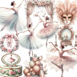 20Pcs/Pack Pink Ballet Sticker DIY Craft Scrapbooking Album Junk Journal Decorative Stickers