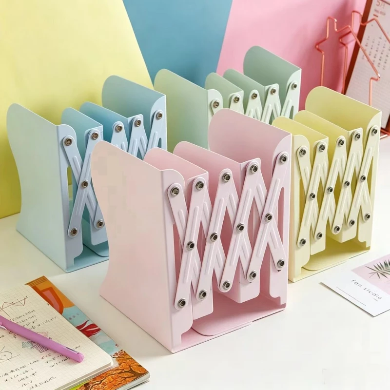 Large Capacity Metal Retractable Book Stand, Simple Book Clip, Book Baffle, High Desk, High Aesthetic Value, Easy Storage Booksh