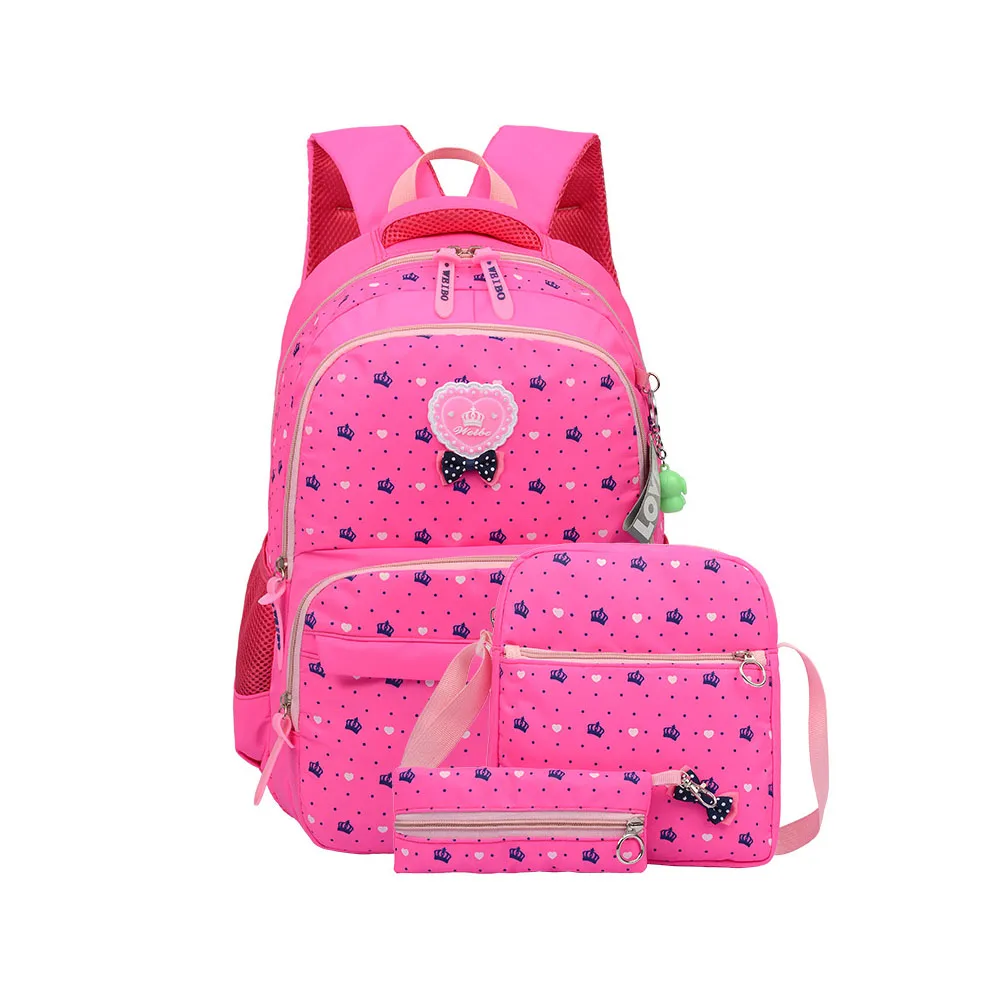 New Backpack for Girls Teens 3PCs Set Waterproof Large Capacity Blue Pink Purple Black Schoolbag for Student Back to School Gift