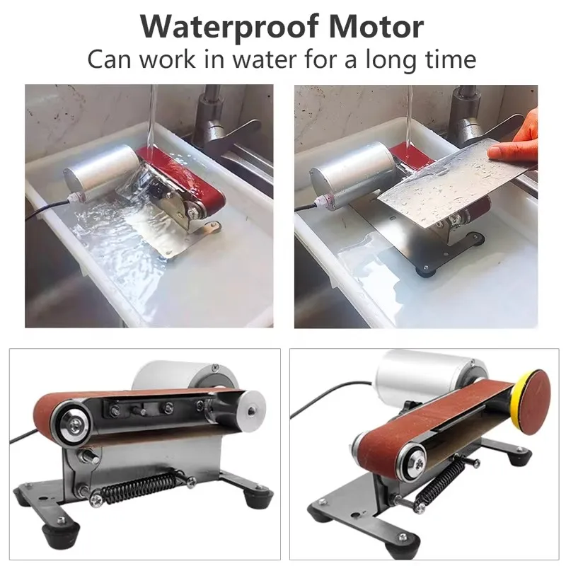 110V-220V Waterproof Belt Grinding Machine Tool Sharpening Machine Sanding Grinding Electric Sander DIY Polisher Machine