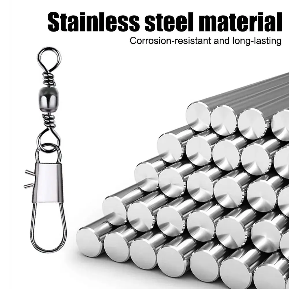 Stainless Steel Fishing Connector Pin Rolling Swivel Flexible Rotation Fishing Bearing Swivel Solid Rings Interlock