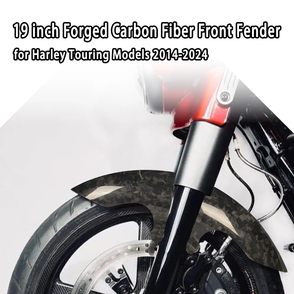 

19 inch Forged Carbon Fiber Front Fender Mudguard For Harley Touring Models 2014-2024 Motorcycle Accessories Carbon Front Fender