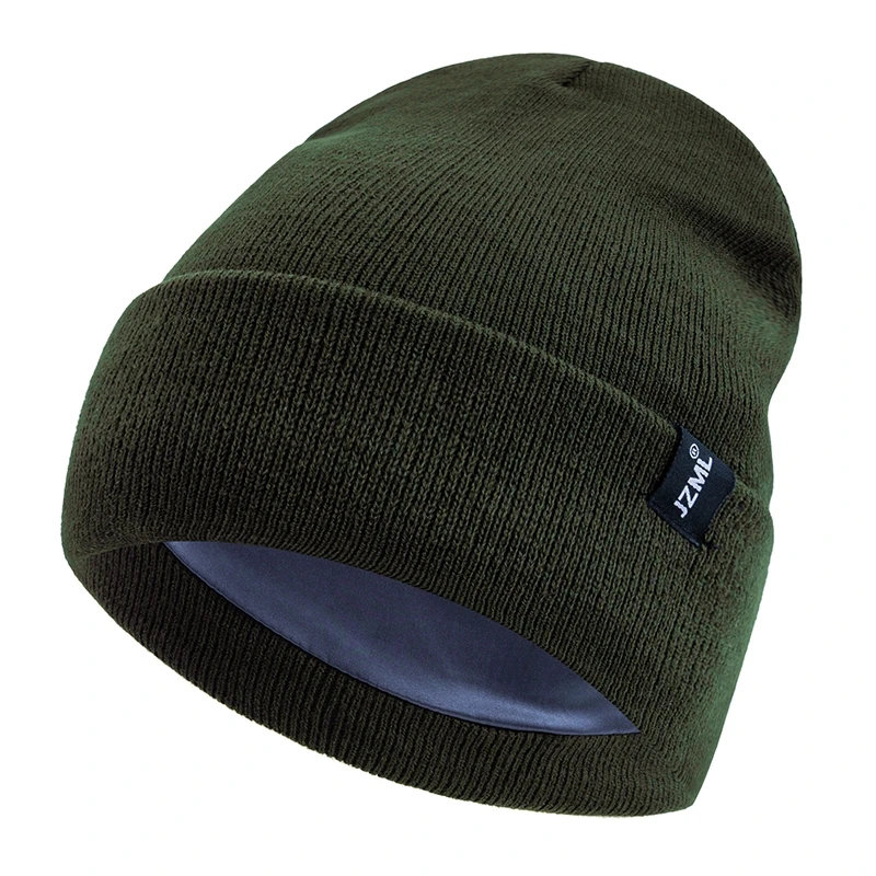 Neue Stil JZML Brief Plüsch Satin Gefüttert Antistatische Beanie Hut Herbst & Winter Hüte Für Männer Und Frauen Outdoor gestrickte Hüte – Detail 15