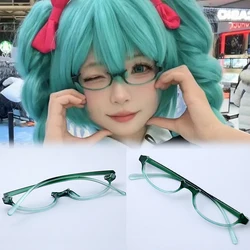 Creativity miku Cosplay Kawaii Glasses Half Frame Retro Lensless Eyewear Cartoon Figure Accessories Jewelry Gift Eyewear