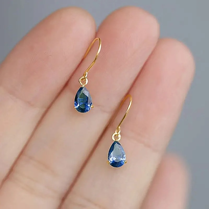 Huitan Minialist Gold Color Drop Earrings for Women Versatile Party Pear Cubic Zirconia Simple Elegant Daily Low-key Jewelry