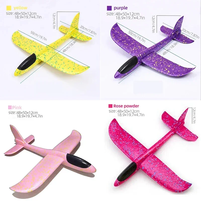 50CM Big Foam Plane Glider Hand Throw Airplane Light Inertial EPP Bubble Planes Outdoor Launch Kids Toys for Children Boys Gift