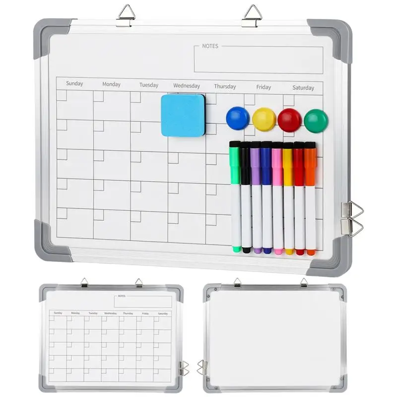 Wall Hanging White Board 16 X 12 In White Board For Wall With Dry Eraser Magnet S Markers Set Double-Sided White Board Calendar