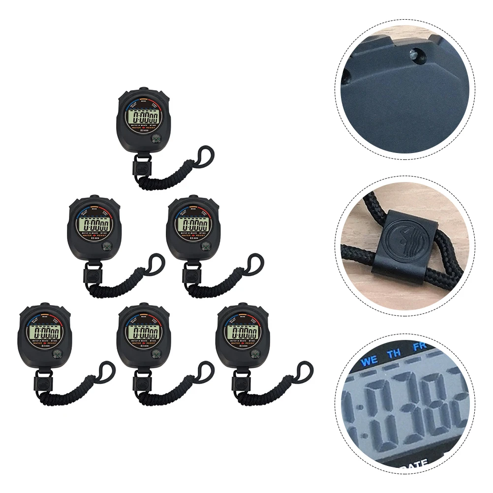 

6pcs Electronic Timer For Sports Match Stopwatch Training Timer Referee Sports Watch Professional Lightweight Durable Simple