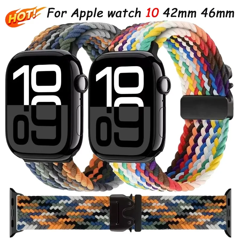 Braided Band For Apple Watch Ultra 2 49mm Strap 44mm 46mm 42mm 40mm 45mm 41mm Bracelet Wristband iWatch Series 10 9 8 7 6 5 4 SE