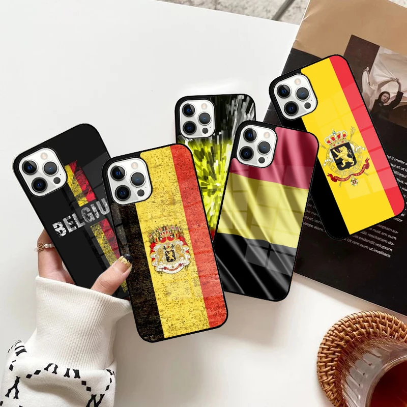 Coque de téléphone magnétique avec drapeau belge, coque de chargement sans fil Magsafe, iPhone 15, 16, 14, 13, Pro Max, 11, 12 Mini