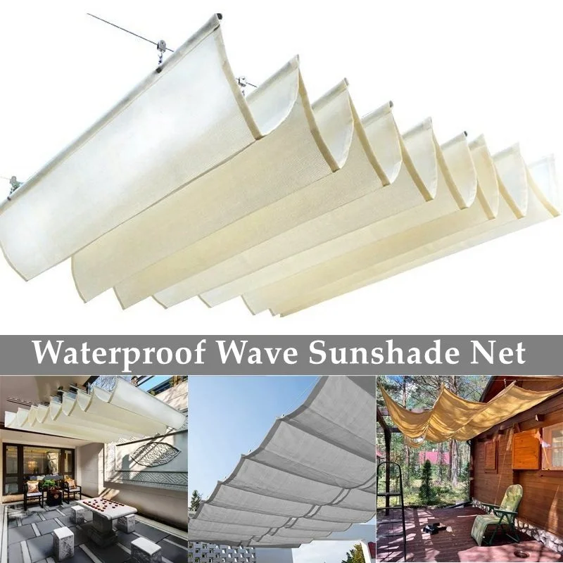 Anti-UV 300D Polyester Waterproof Telescopic Sun Shade Net Garden Sun Cover Balcony Terrace Rainproof Sunshade Sail Canopy