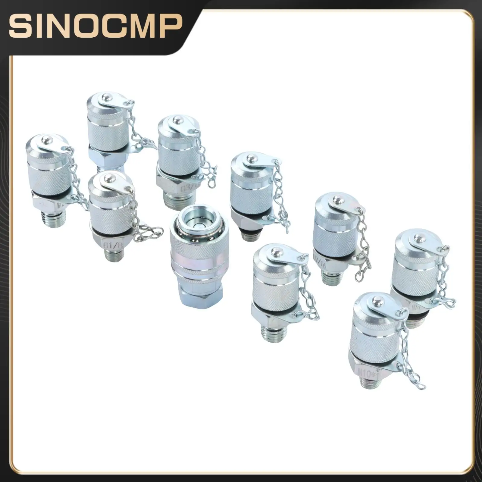 

10pcs Test Coupling Hydraulic Pressure Gauge Test Kit Parts For CAT John Deere Bobcat Case New Holland Excavator Accessories