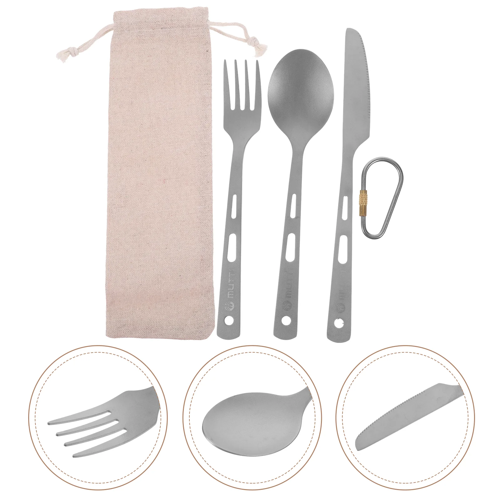 

5PCS Stainless Camping Cutlery Set Compact Camping Flatware Portable Outdoor Tableware Holder for Hiking BBQ Travel