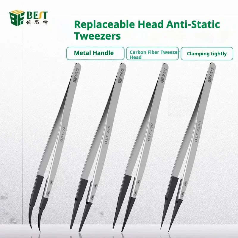Anti Static Tweezers Replacement Tips Stainless Steel ESD Safe Precision Electronics Repair Industrial