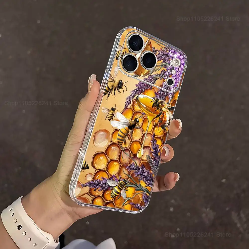 حافظة شبكية عسلية فنية صفراء لهاتف آيفون 15,11,12,13,16,14,17,Pro,Max,Plus,SE,Mini,X,XS,XR, سيليكون ناعم شفاف