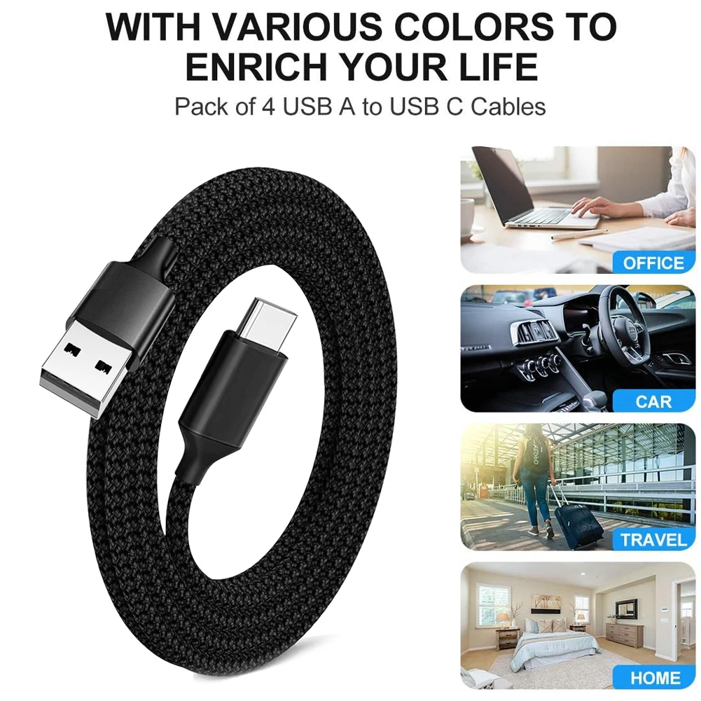 1Pack USB C Charger Cable, USB A to USB C Braided Phone Charger Cable for, Samsung, Huawei, Pixel, Switch, and More  ﻿