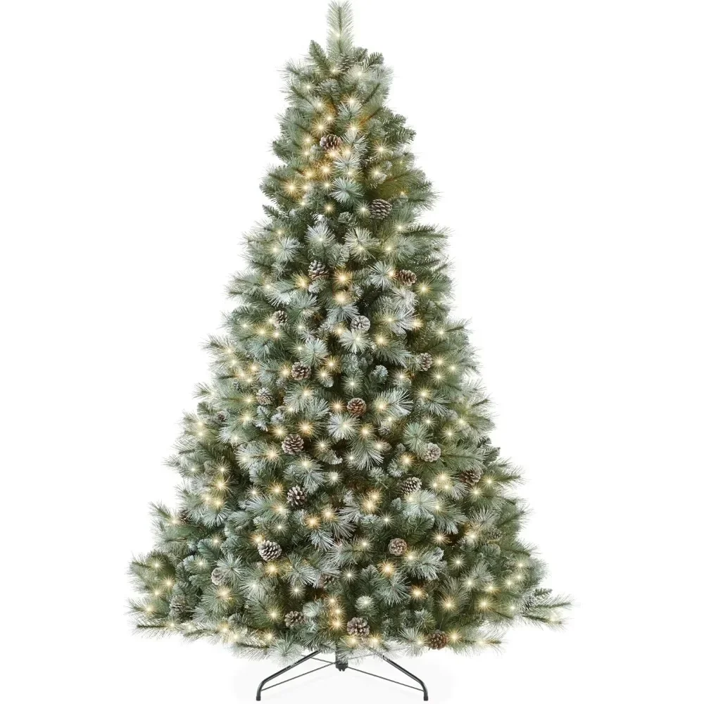 

Christmas Tree Pre-Lit Pine, Pre-Decorated Artificial Holiday Decor w/ 1,320 Branch Tips, 2-in-1 White and Multicolor LED Lights