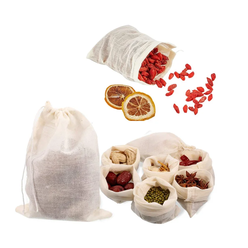 10/50/100pcs 60x80/80x100/50x200/200x250/250x300/300x400mmCotton Muslin Drawstring Reusable Bags Packing Bath Soap Herbs Tea