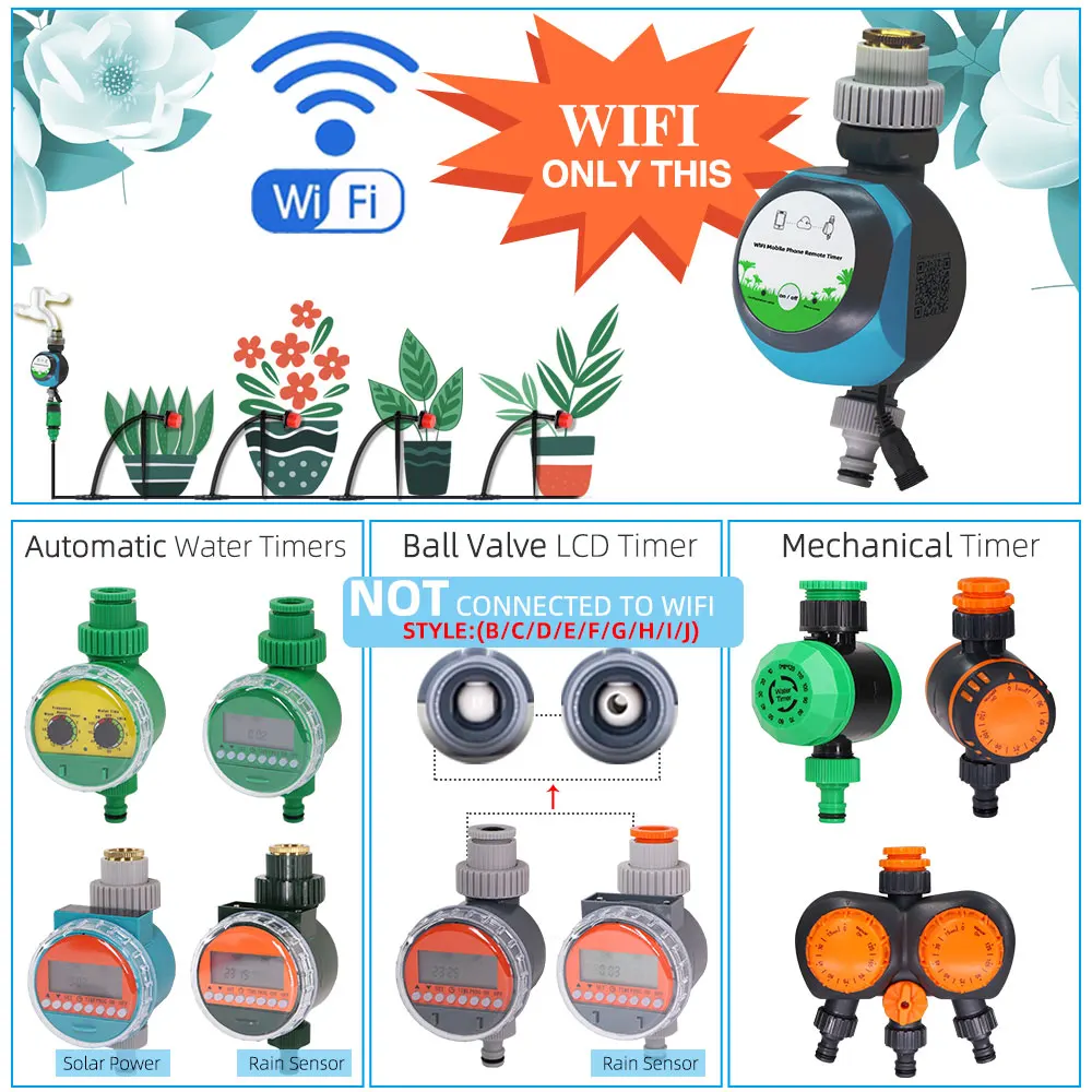 WIFI Automatic Garden Water Timer Mobile Phone Remote Drip/Mechanical Controller Home Irrigation Watering Tuya Smartlife Supplie