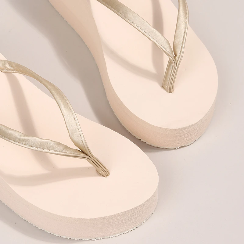 Leichte Keile-Flip-Flops für Frauen, 2025, Sommer, dicker Boden, Strand-Hausschuhe, Frau, bequeme Clip-Toe-Sandalen, weiblich – Detail 14