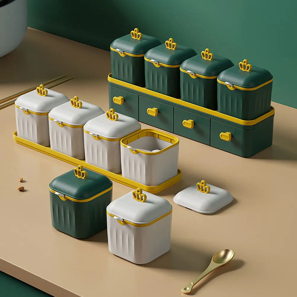 Juego de 1 caja de almacenamiento de especias estilo cajón, organizador de condimentos de doble capa de gran capacidad para cocina