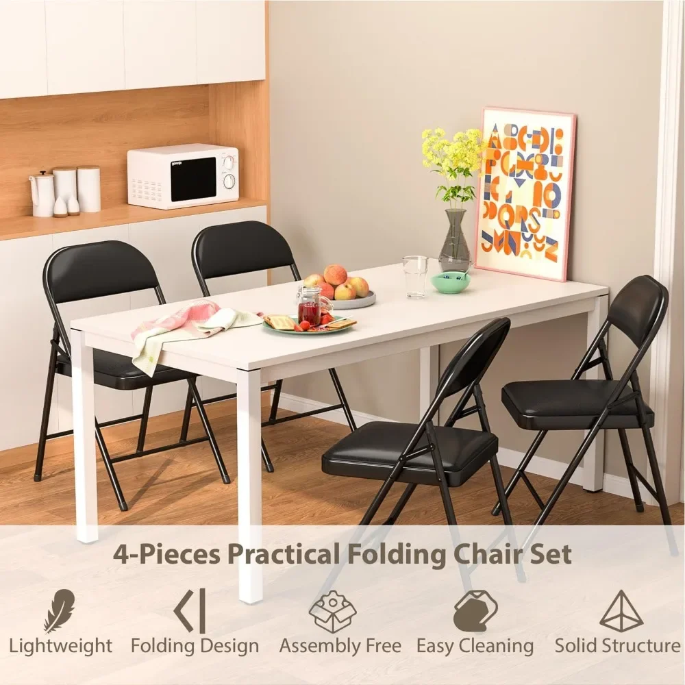 4 Pack Folding Chairs with Padded Cushion & Back, Padded Folding Chairs for Home, Office, Indoor, Outdoor Events 4 Pack