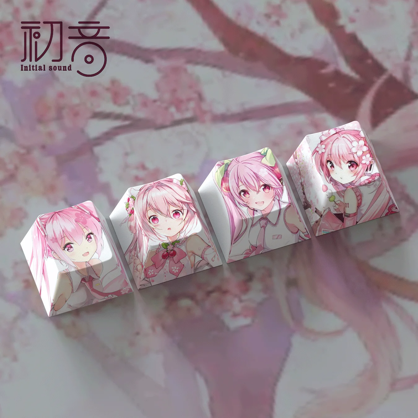 Teclado Pbt de dibujos animados para niños y niñas, Accesorios de ordenador para estudiantes, Miku, Kawaii, decoración creativa, regalo de cumpleaños, paquete de 4