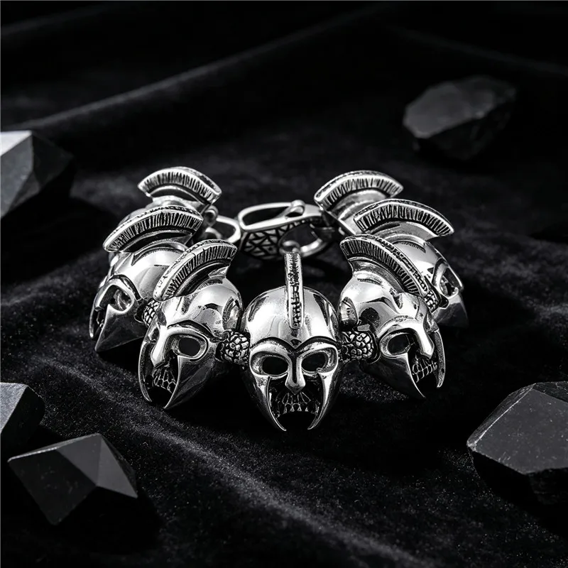 New 316L Stainless Steel Warrior Armor Charm Bracelet For Man Waterproof Polished Punk Gift Fashion Jewelry for Gift Free Shippi