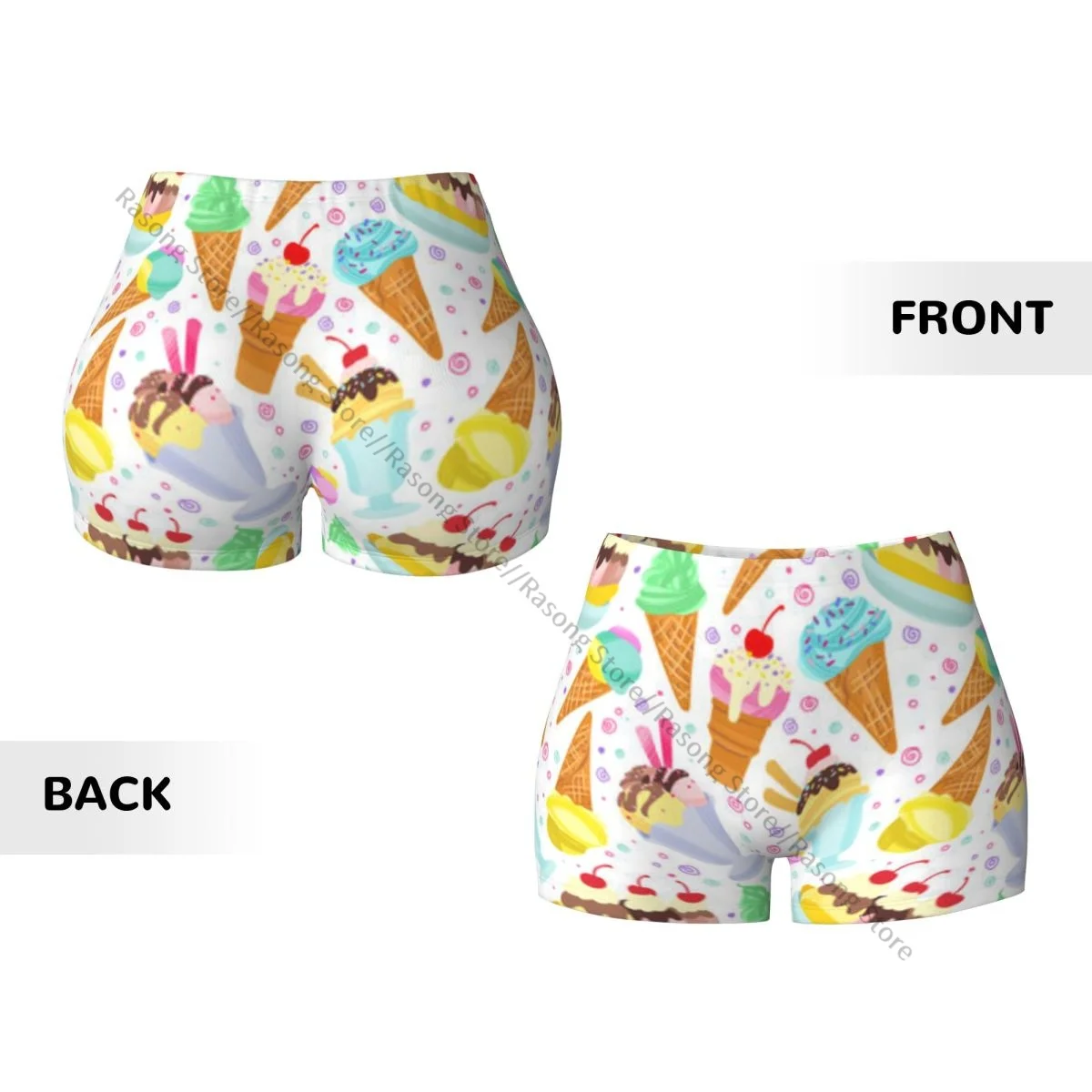 Women Yoga Shorts Ice Cream Dessert Pattern Workout Shorts Fitness quick-dry Ladies Yoga Gym Running Short Pants Sportswear
