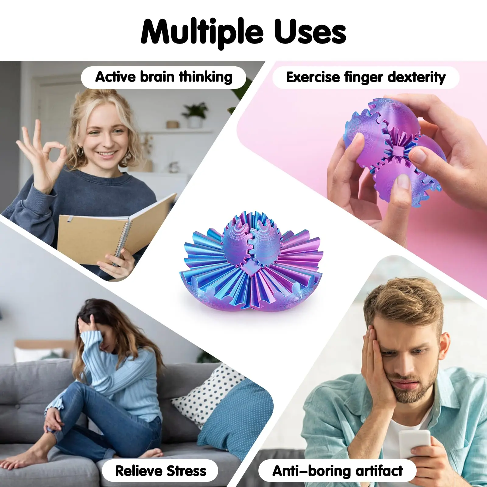 ギアボール 3Dプリント スピンボール キューブ 球体 フィジェットトイ ストレス解消 不安解消 ストレス球 デスクトイ 大人 子供向けギフト