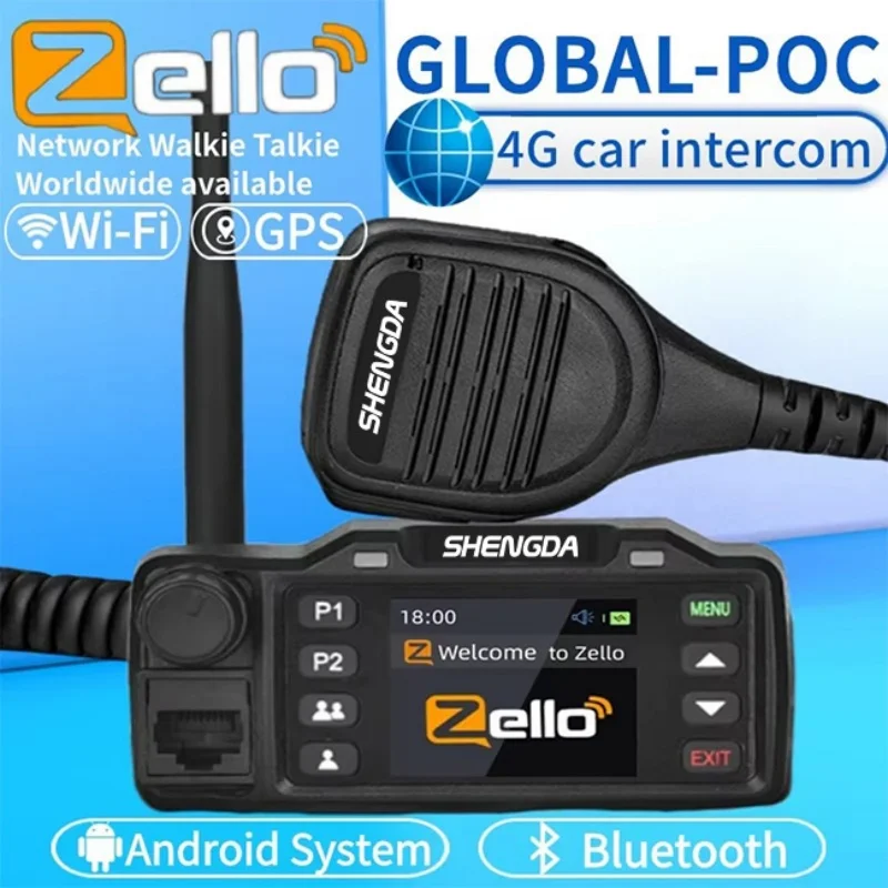 ZELLO Car Mobile Radio SD-C8 4G POC 5000KM Bluetooth GPS SOS LCD Display Wireless Link Anti-Interference High-Fidelity Output