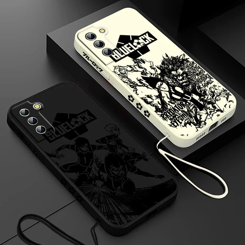 Anime BLUE LOCK Phone Case For Samsung Galaxy S24 S23 S22 S21 S20 Pro FE Plus Ultra Liquid Left Rope Cover