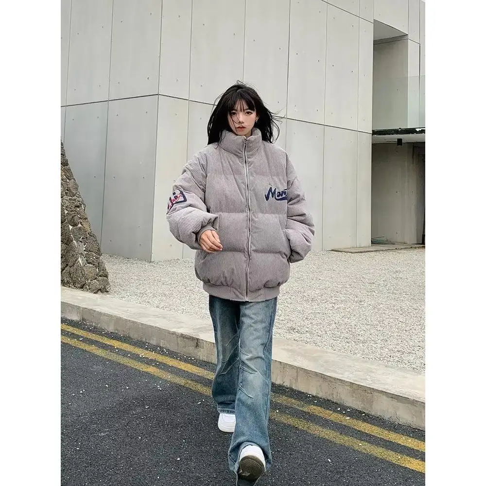 Thiened الأمريكية سروال قصير مطرز القطن Jaet الرجال النساء فضفاض الربيع ملابس خارجية Faion العلامة التجارية القطن معطف مبطّن #4