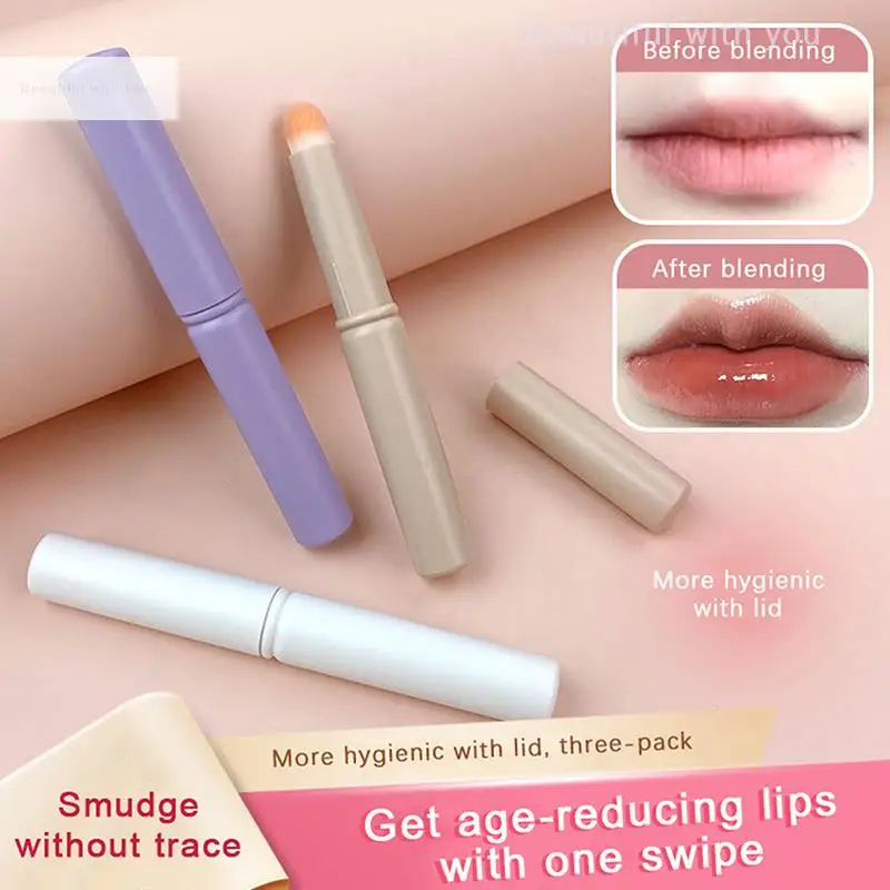 Zachte Make-Upborstels Met Ronde Kop Spons Concealer Borstel Lippenstift Poeder Bladerdeeg Nat Droog Gebruik Foundation Cosmetisch Gereedschap