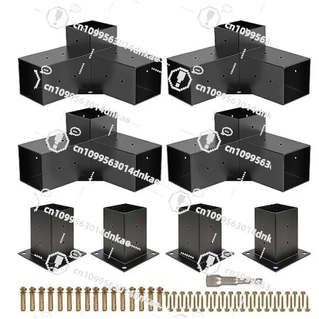 Black Powder Coated Pergola Bracket Column Shoulder Base Pergola Steel Bracket Kit Factory Direct Sales