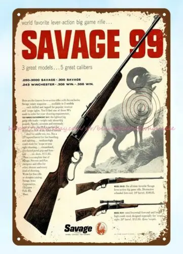 metal wall 1956 firearm SAVAGE rifle gun ammo sheep mountain metal tin sign