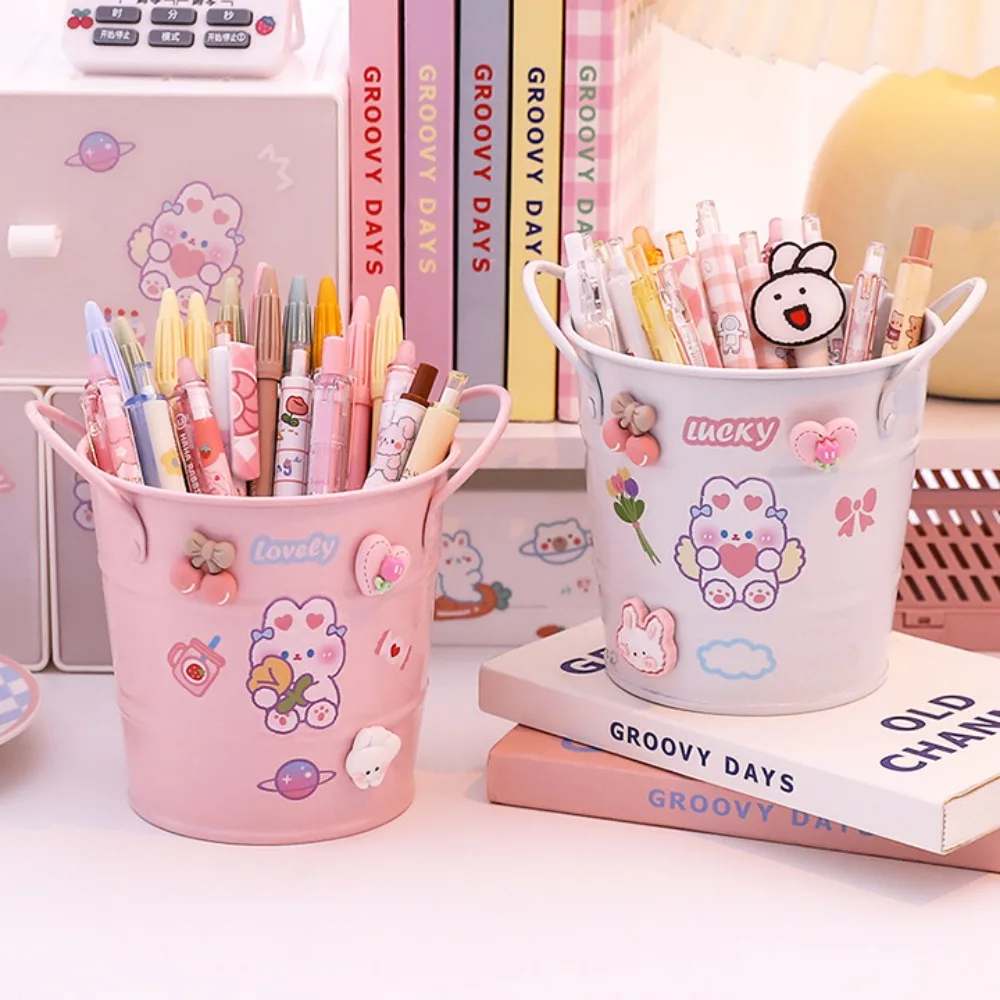 Desktop Storage Box Creative Art Pen Holder Personalized Pencil Cup Pencil Cup Bucket Creative Cute Pink Bucket Pencil Holder