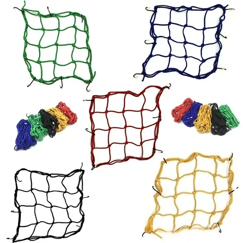 Motorcycle Storage Helmet Fuel Tank Luggage N Motorcycle Accessories 5 Colors 40x40cm Motorcycle 6 Hooks Elastic Stretch Net