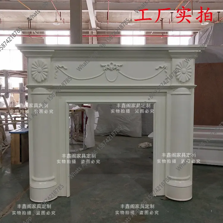 Light luxury American carved fireplace decorative cabinet creative simple postmodern fireplace background wall  TV cabinet
