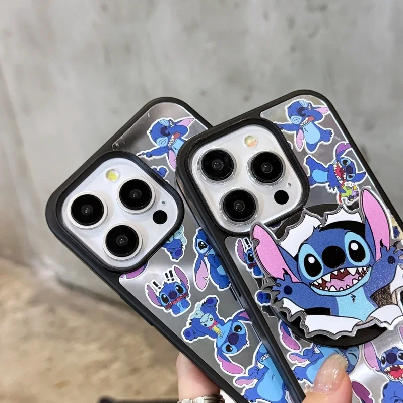 Disney lilo & ponto suporte magnético caixa do telefone, magsafe carga sem fio, desenhos animados bonitos, capa dura para iphone 15, 14, 13, 12 pro max