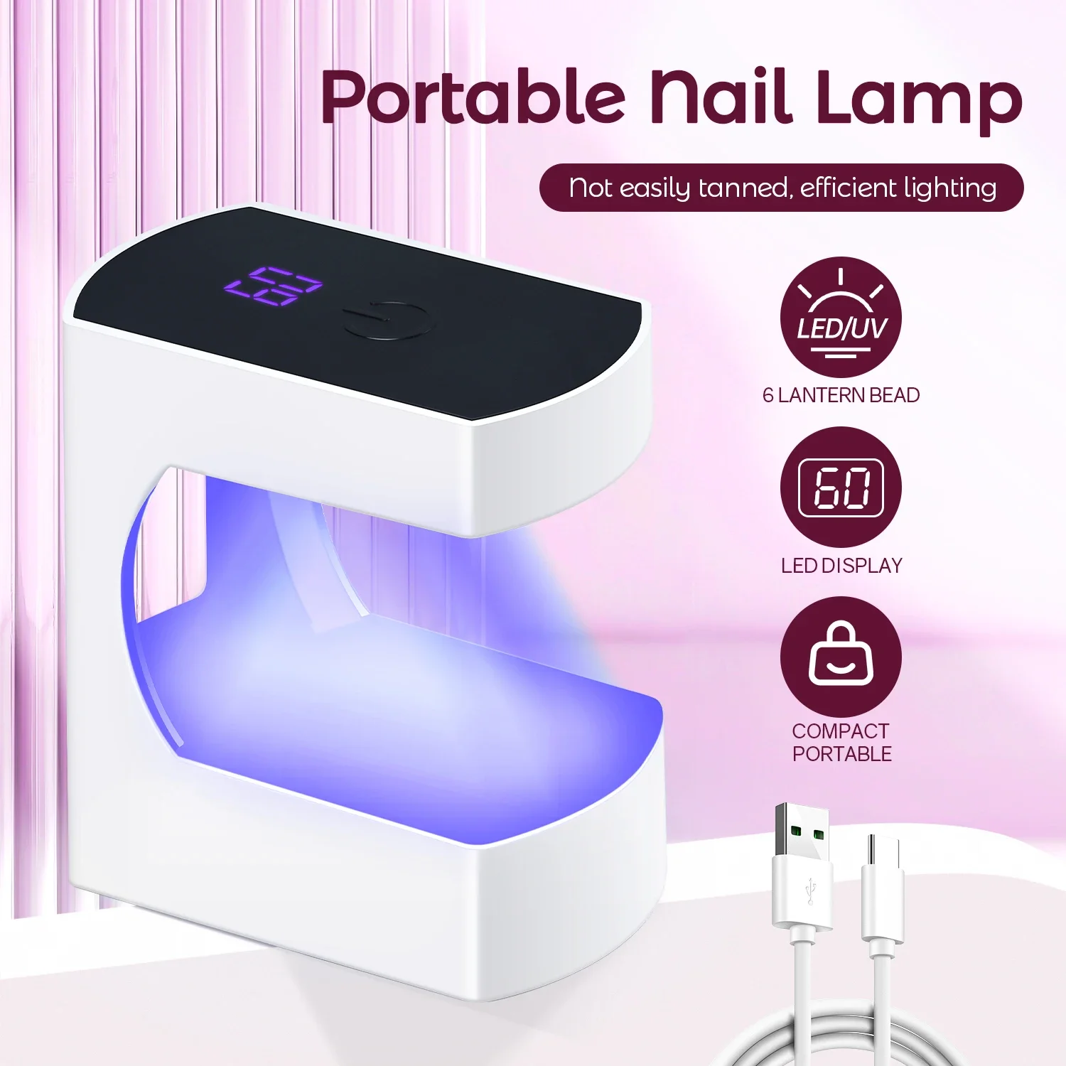 Mini Portable USB Nail Lamp LED&UV Manicure Machine For Curing Gel Polish Fast Drying Nail Dryer With Smart Sensor Nail Art Tool