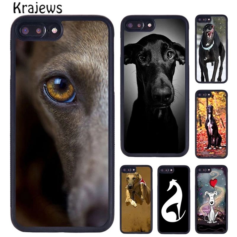 Krajews Awesome Sitting Fawn Greyhound Dog phone Case For iPhone 16 15 14 Plus 11 12 mini 13 Pro XR XS Max coque