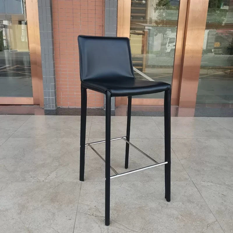 Comforable Relaxing Metal Bar Chair With Backrest Mooden Minimalist Dining Room Bar Chair Luxury Silla Alta Home Furniture