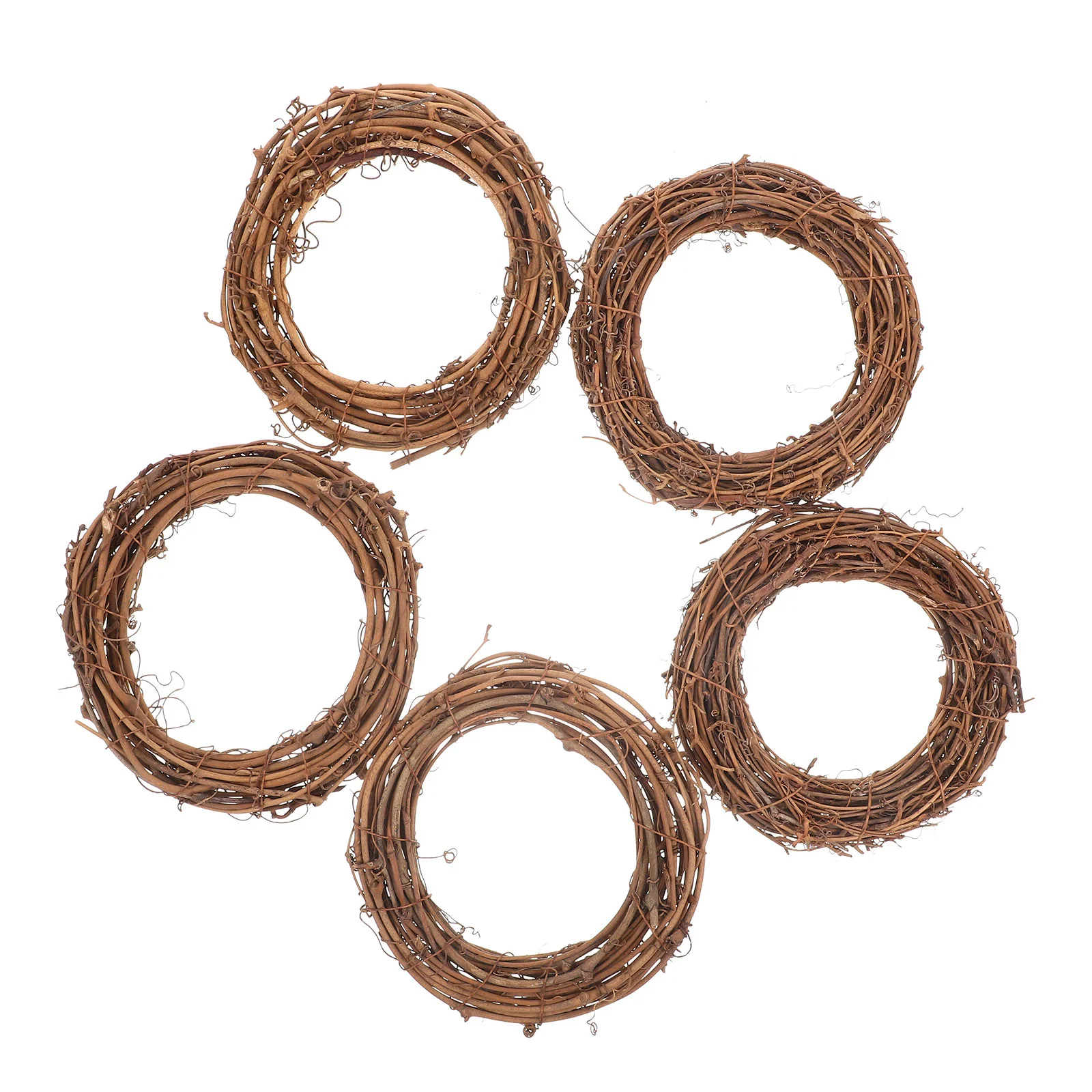 

5 Pcs Christmas Tree Rattan Garland Outdoor Decor DIY Ring Grapevine Wreaths for Crafts Lights